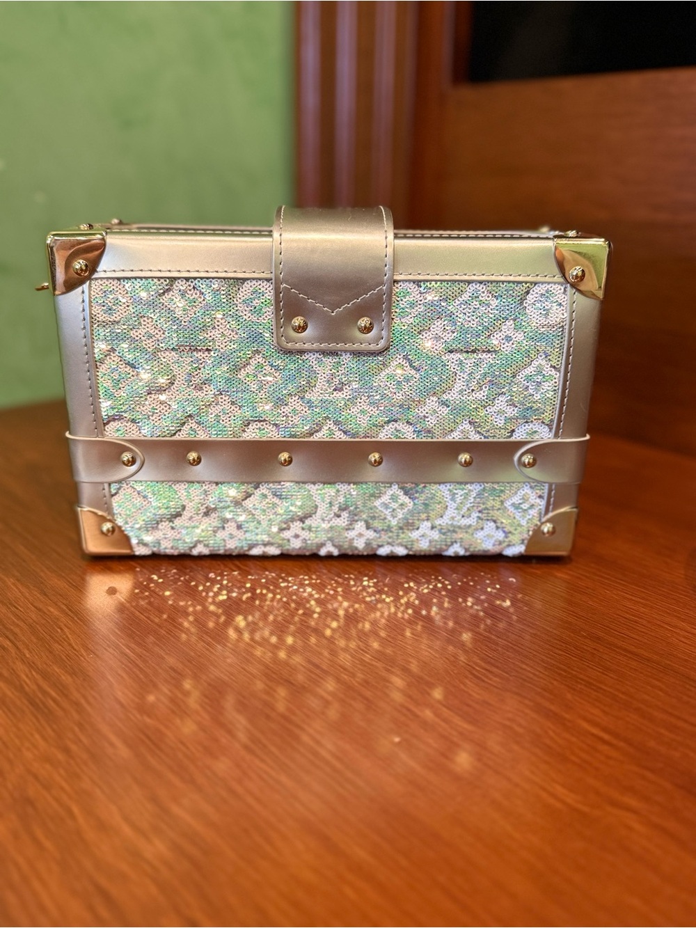 Louis Vuitton Petite Malle Sequin Monogram Silver — Entrupy Authenticated - Picture 10 of 14